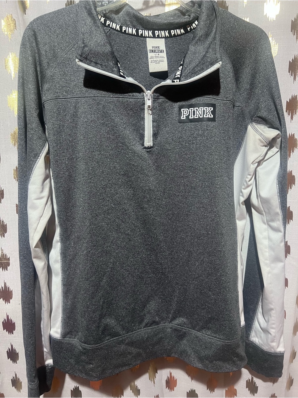 PINK Victoria's Secret Charcoal Gray Half-Zip Pullover